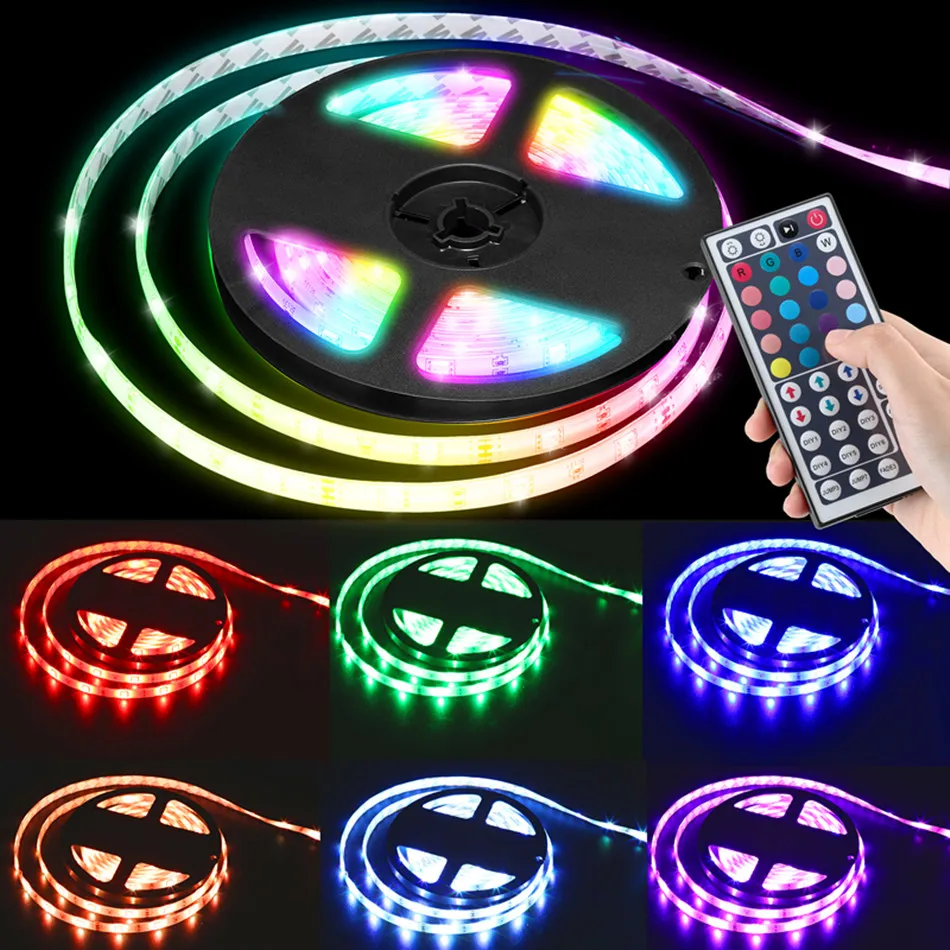 Full Kit 5M RGB 5050 Waterproof Jesled Led Strip Lights Light With 44 Key  Remote, 12V US EU Power, Flexible Design, And OPP Bag From Skylet, $8.61